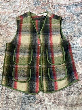 Vintage Ashley Hill plaid wool vest